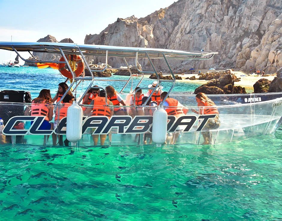 Clear-bottom boat tour off Cabo San Lucas